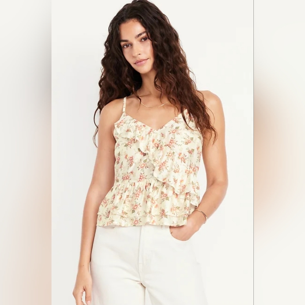 OLD NAVY FLORAL RUFFLE TANK TOP